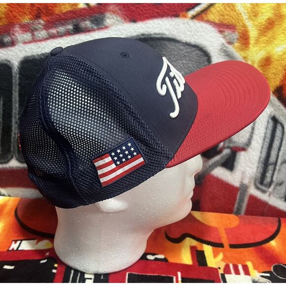 Titleist‎ Golf Snapback Hat USA Flag Mesh Back Cap Red White and Blue - Picture 4 of 6